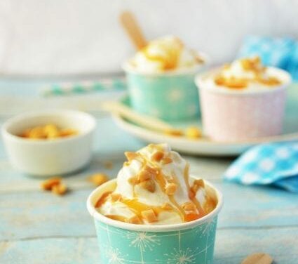 Sundae au caramel sans gluten ni lactose