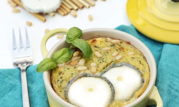 Petits flans de courgettes au basilic et au Ste Maure