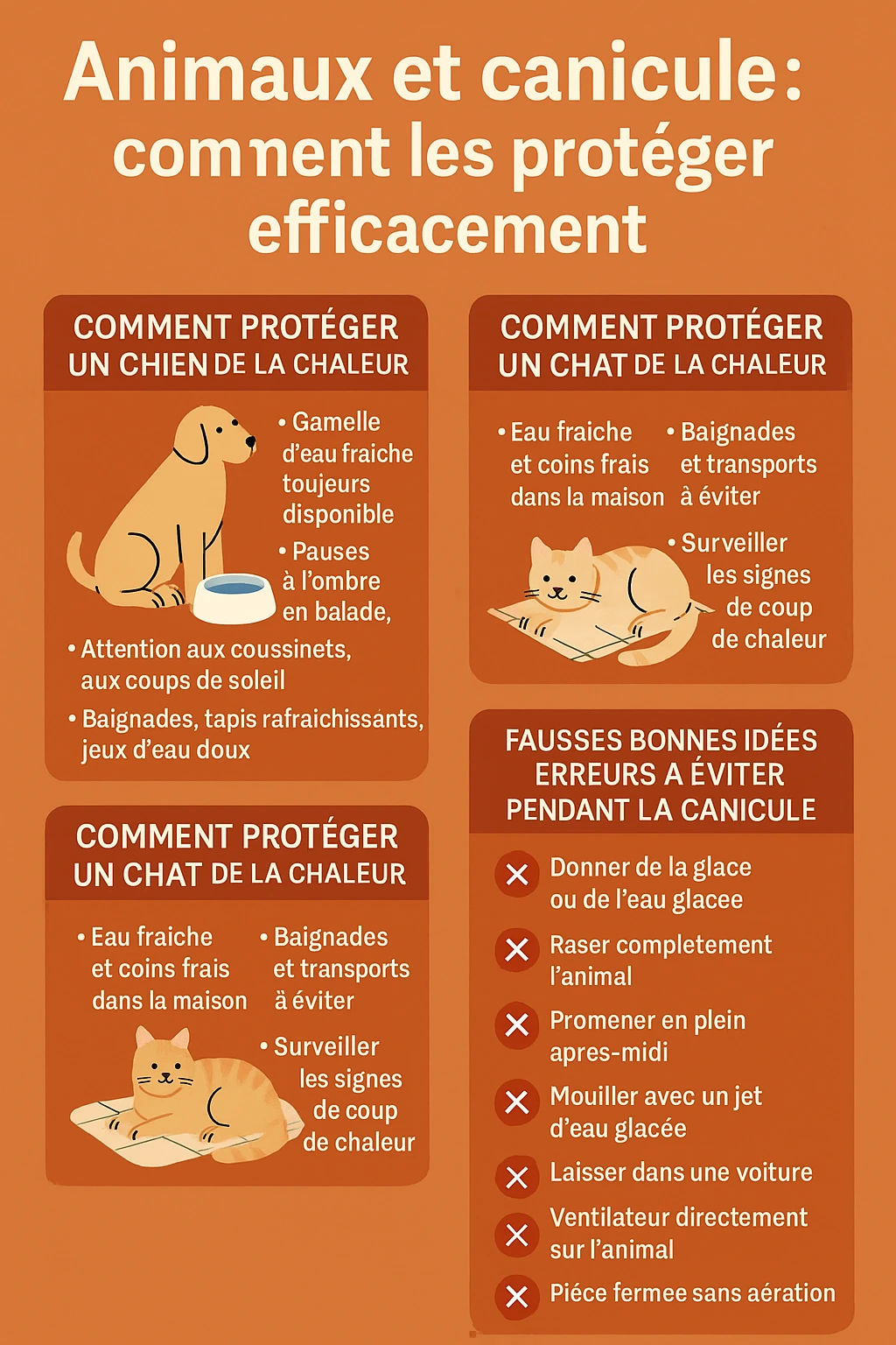 Animaux et canicule : comment les protéger efficacement – conseils vétérinaires chiens et chats, erreurs à éviter