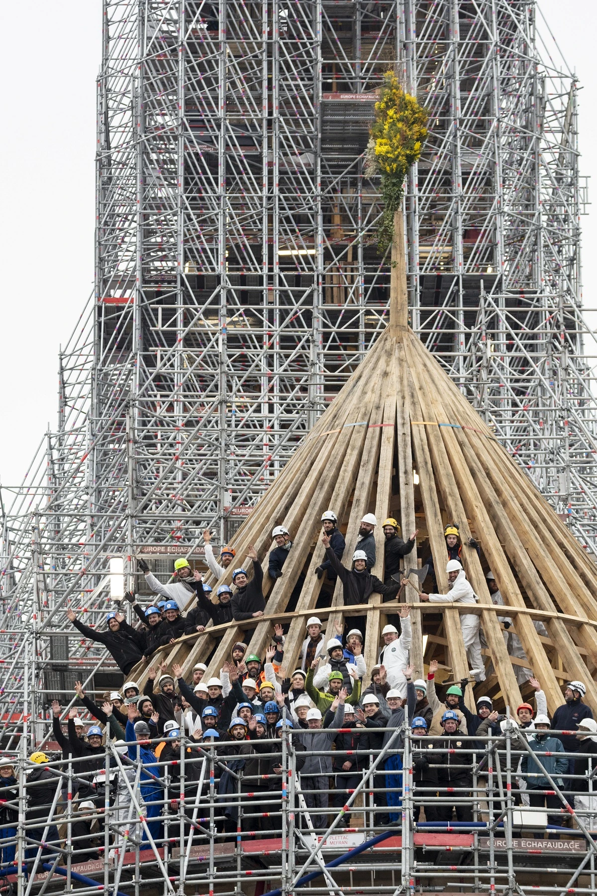 Reconstruction de la charpente en chêne de Notre-Dame, don des forêts de l’Institut de France