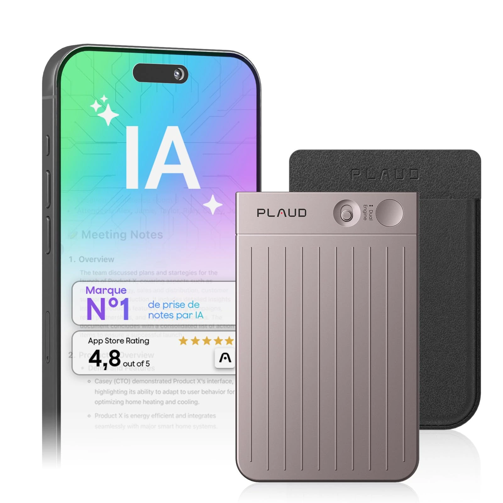 Batterie externe Anker Nano 5K MagGo posée à côté d’un iPhone en cours de charge sans fil, avec support intégré déployé