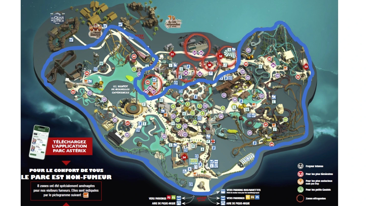 Carte du Parc Astérix Halloween 2025 – zones de peur et attractions familiales