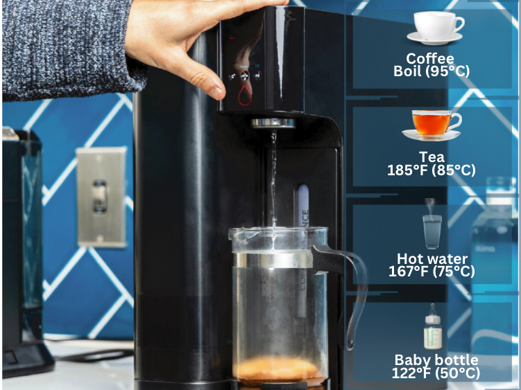  Purificateur d’eau domestique moderne avec réglage de température pour café, thé ou biberon – filtration par osmose inverse et contrôle intelligent de la qualité de l’eau.
