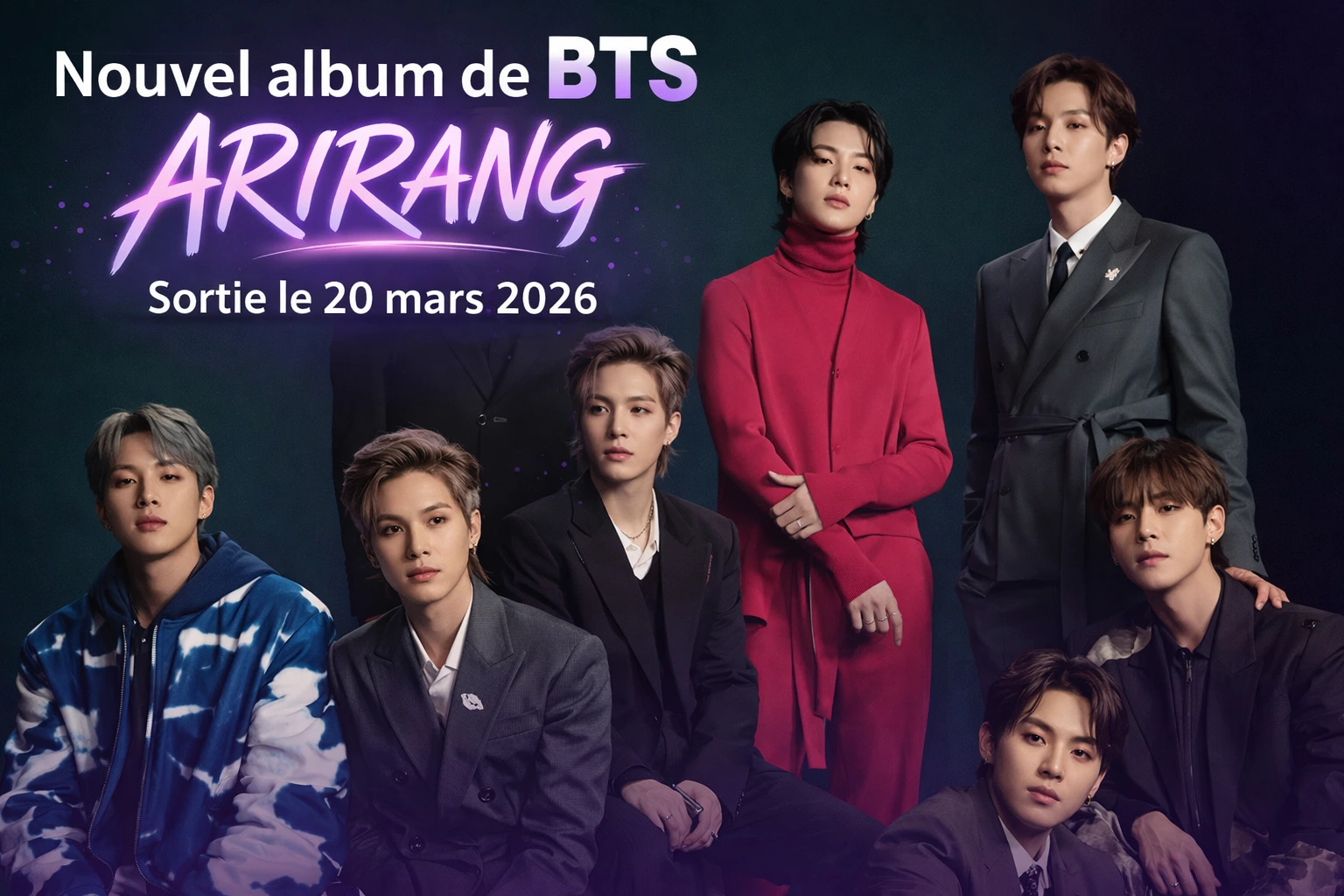 BTS annonce son nouvel album ARIRANG prévu le 20 mars 2026, comeback très attendu du groupe de K-pop sud-coréen.