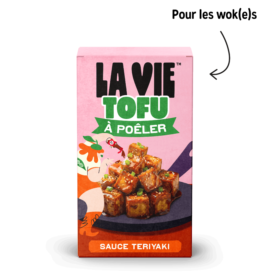 Dés de tofu La Vie prêts à poêler avec leur sauce teriyaki