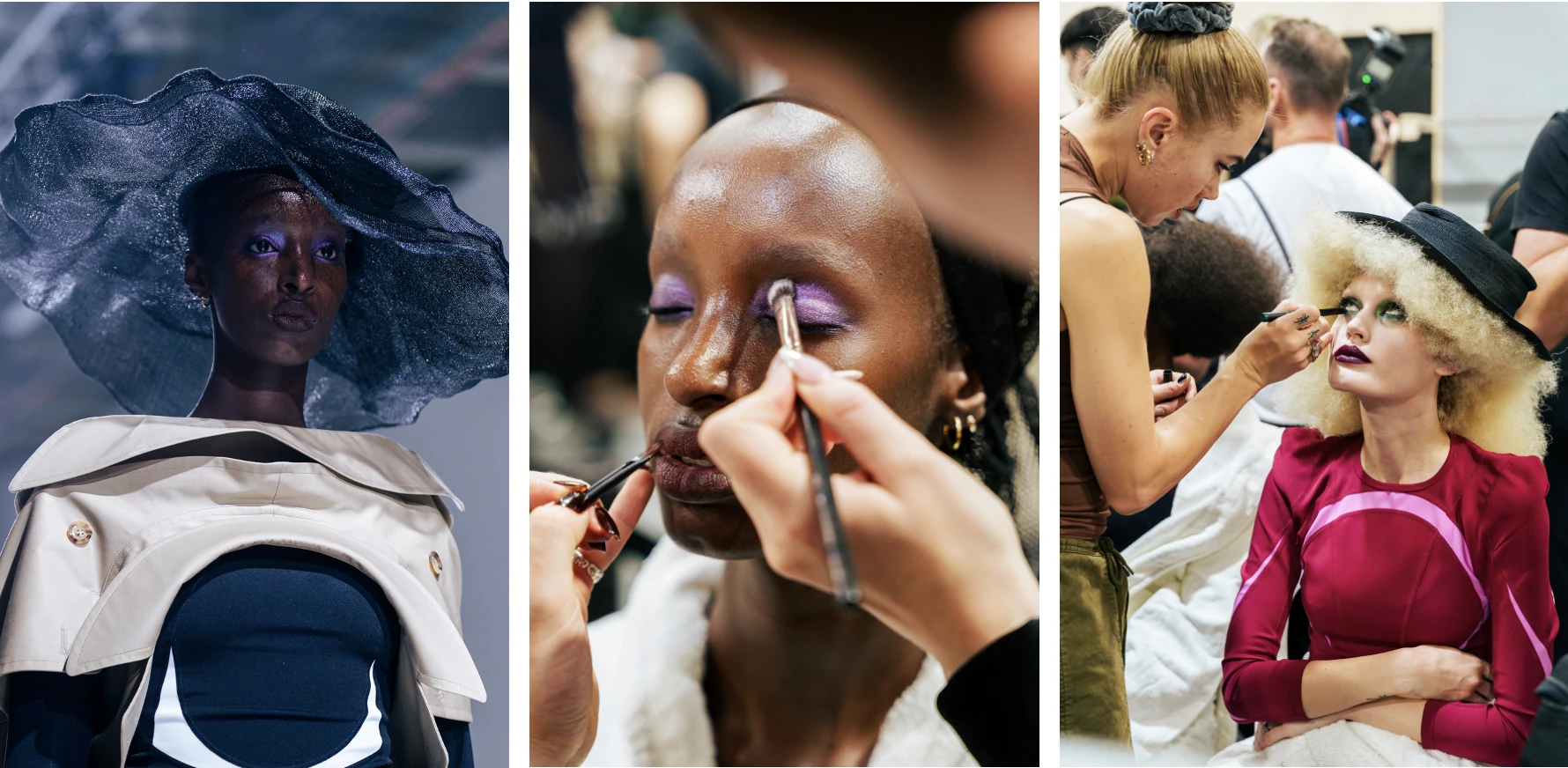 Maquillage théâtral et couleurs métalliques au défilé Junya Watanabe